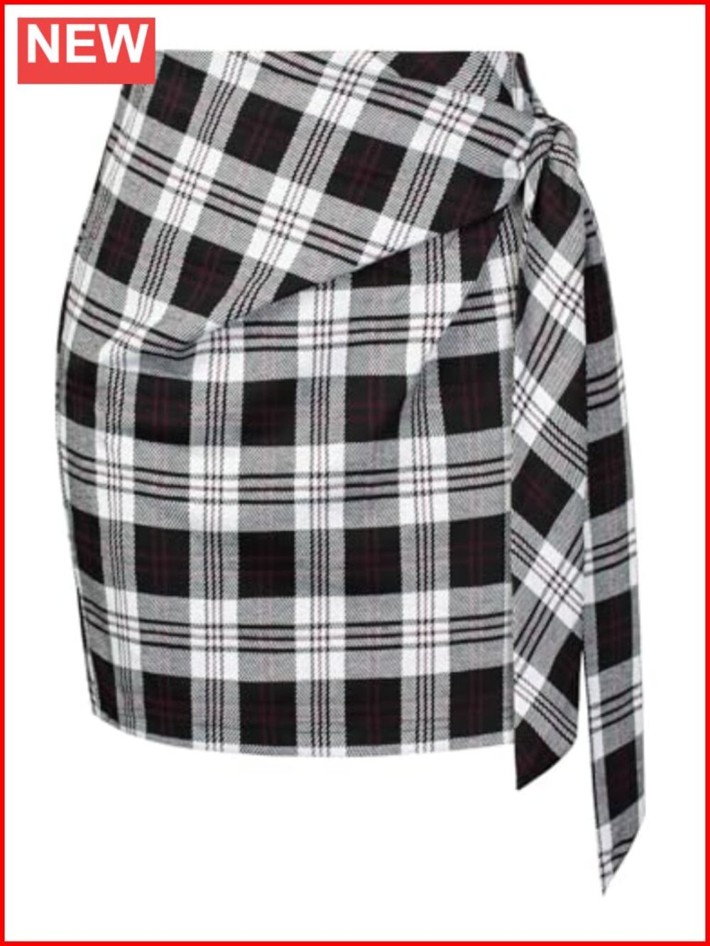 Plaid High Waist Bow Tie Stretch Bodycon Pencil Mini Skirt
